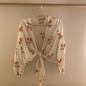Amuse Society Cherries Front-Tie Top L